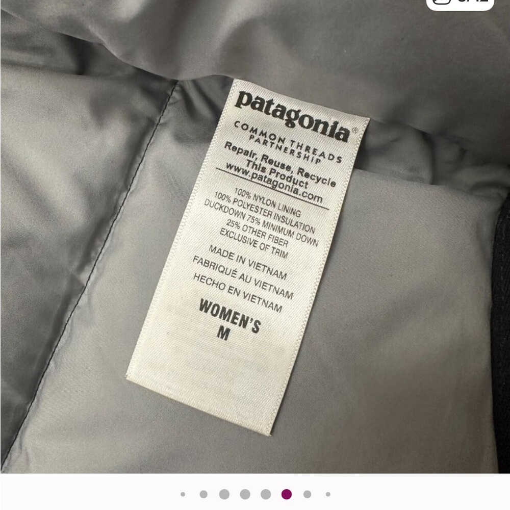 Patagonia Womens Bivy Black Jacket Medium Western Duck Down Insulated - Picture 8 of 12